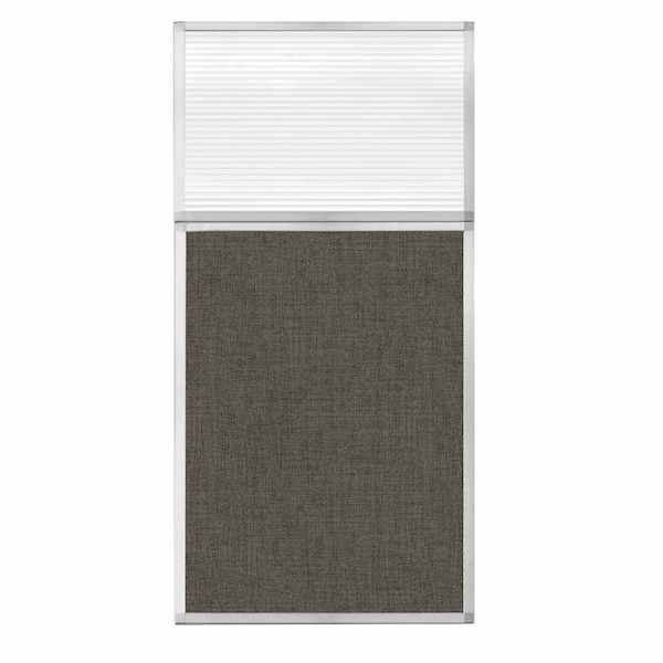 Hush Panel Configurable Cubicle Partition 3' x 6' W/ Window Mocha Fabric Clear Fluted Window